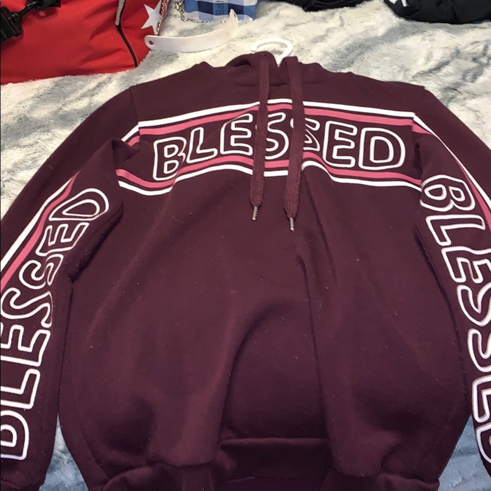 sweatshirt that says blessed on front and sides